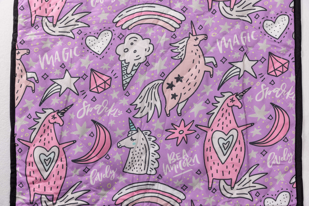 
            
                Load image into Gallery viewer, FACTORY SECONDS: UNICORN MAGIC DAYCARE BEDDING SWAGGIE
            
        